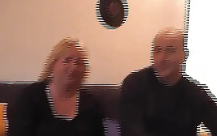 Deutsche Camgirls: A fat German blonde pleasing two hard and loaded cocks...
