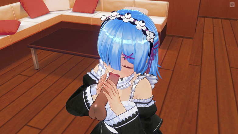 H3DC: 3D HENTAI. Rem blowjob close up