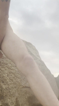 Gay Twink Fucking Ass with Dildo at Public Beach