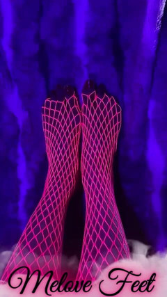 Naelor: Pink Neon Fishnet on Sexy Small Asian Feet with Long...