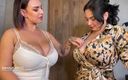 Busty BBW Latinas: Amaretto en Kim Velez make-up lesbische seks