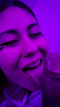 Latina Receiving Semen in Her Rich Little Mouth