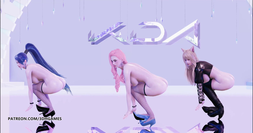3D-Hentai Games: Stellar - Vibrato Ahri Seraphine Kaisa naked dance kda league of...