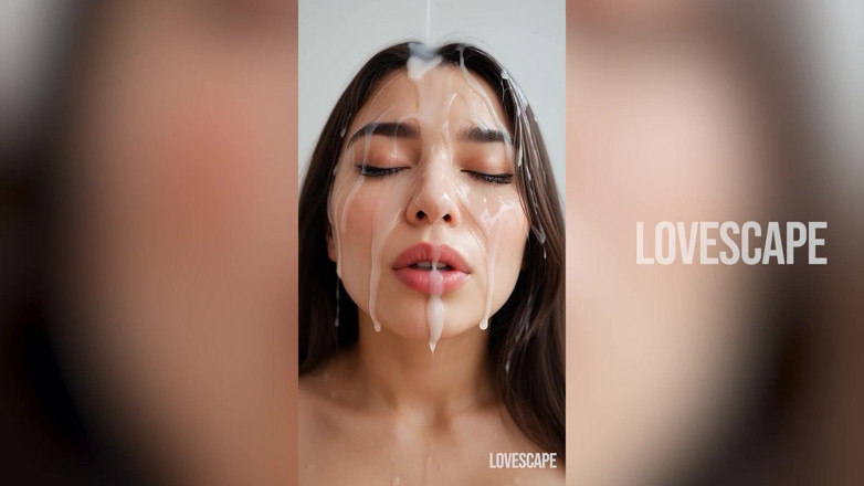 Lovescape: Двойной анал горячей брюнетки - массивный большой черный член и белый монстр