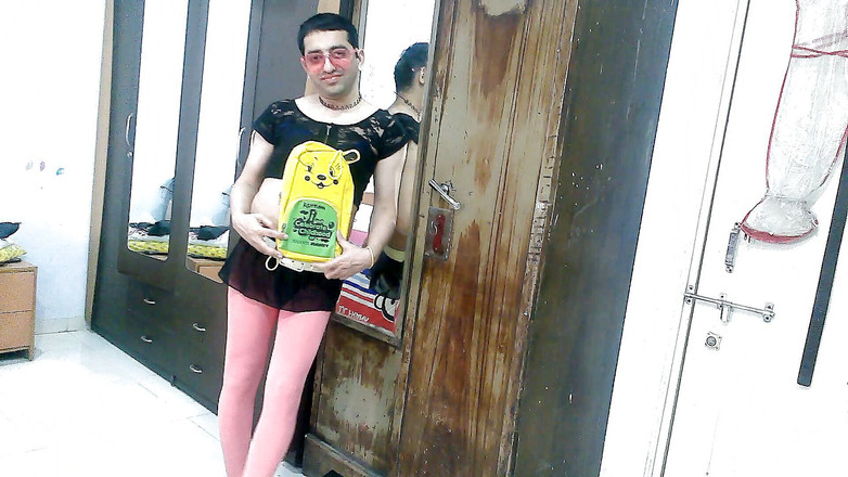 Cute & Nude Crossdresser: Cute sissy crossdresser femboy Sweet Lollipop in a cute little...