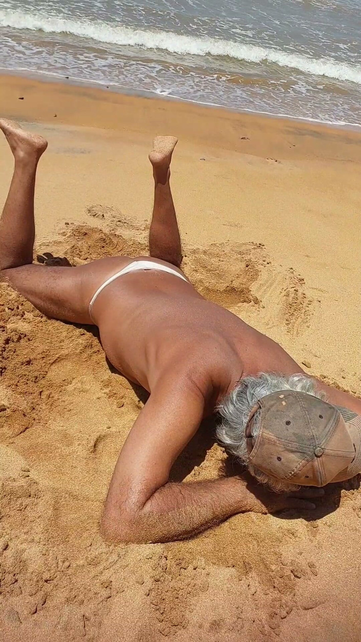 Ladysilvas: Ladysilva on the Beach in Panties Tanning Her Hot Ass