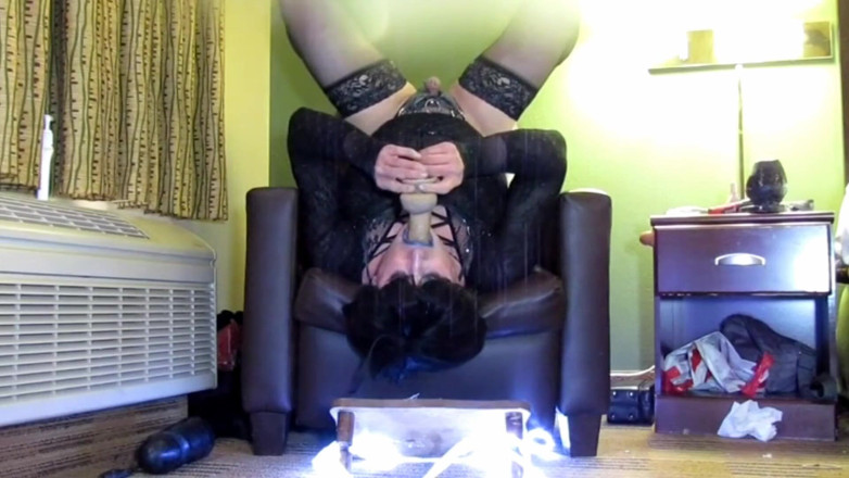 Ass destruction of a hetero sissy slut: Slopp sloppy dildo throat