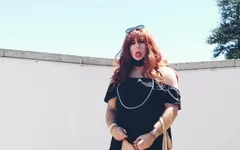 Masturbating outdoors in slow motion