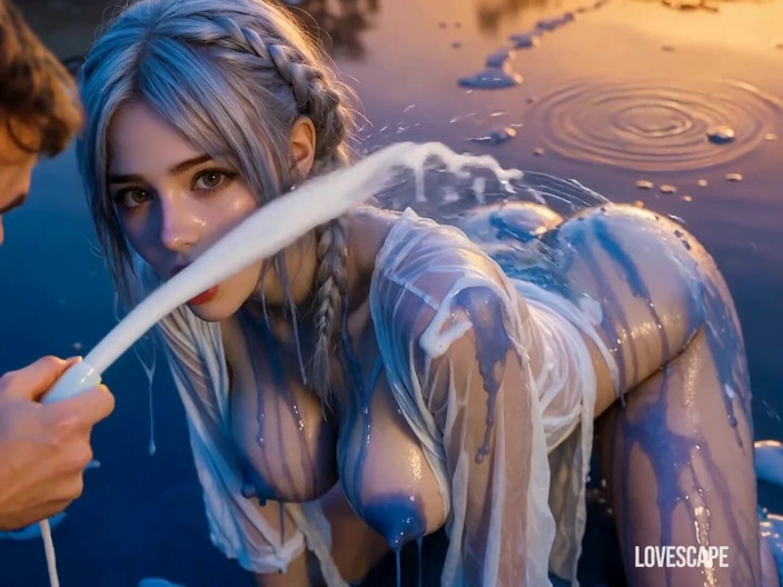 Lovescape: 牛奶炸弹淋浴让她打开
