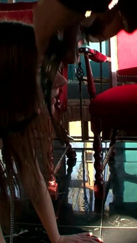 Submissive Slave Walks Like a Dog on a Leash and Gets Whipped