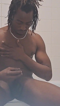 Nata4sex stroking my big dick in the bathroom cumshot