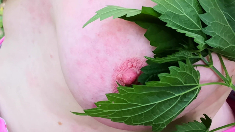 Bouncy Tits Action: Пороть мои сиськи крапивой