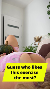 The Wife Practises Lifting Pumpkins When Her Large Breasts Are Visible.