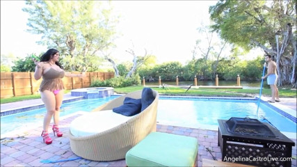 Angelina Castro: Latina milf Angelina Castro ama o garoto da piscina !!