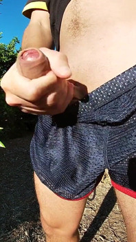 Cumming in My Sport Shorts Outdoors