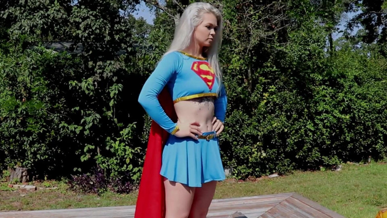 Azure Sky Films: Supergirl Kay Carter in bondage is spit roasted deepthroat blowjob...