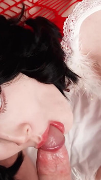 Neko Girl with Short Hair and Unshaved Pussy Is Happy to Fuck and Get Cum in Her Mouth on Christmas