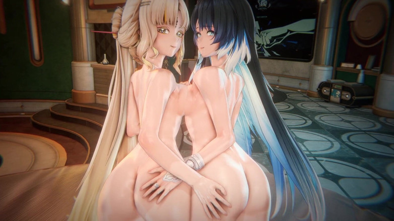 NSFWOtaku: Fale Wuthering - Yangyang i Suisui FFM Sex - Animacje Hentai 3D