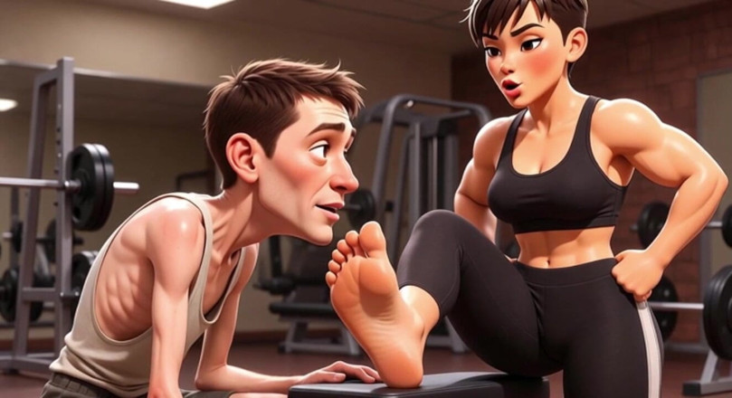 YOUR BEST FANTASY: สาวกล้ามแข็งแรงทําให้ทาสตัวผอมเลียเท้า