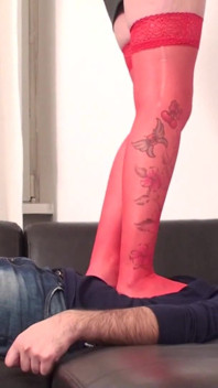 Red Nylons Tall Madame Trampling