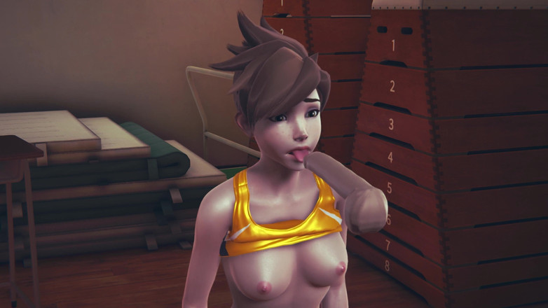 Waifu club 3D: Tracer olizuje ptáka a dostane výstřik na obličej