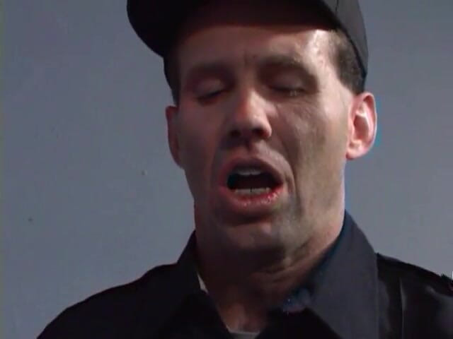 Oral Sluts: Submissive slut blowing police officers dick while in cage