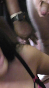 Dark Haired MILF Gets Her Entire Body and Face Sprayed with Cum