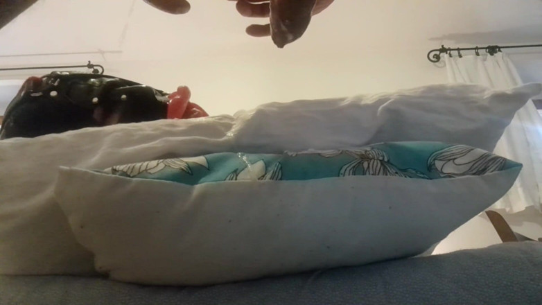 LauraOnHeels: Laura hogtied and hooded with a lip open mouth gag...