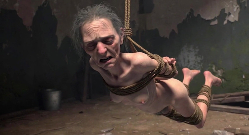 Anime Hentai: Elderly Granny Tied up - Terrified yet Craving Dick in Her...