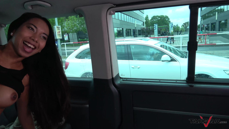 Take Van: Asian babe need a lift which horny dude in van...