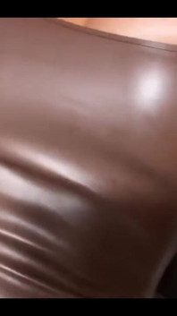 Shemale Shows off Her Sexy Self in a Brown Caramel Dress with a Nice Tan