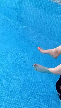 Tranny and Guy Have Sex in Swimming Pool on Vacation! Blowjob and Assfuck!