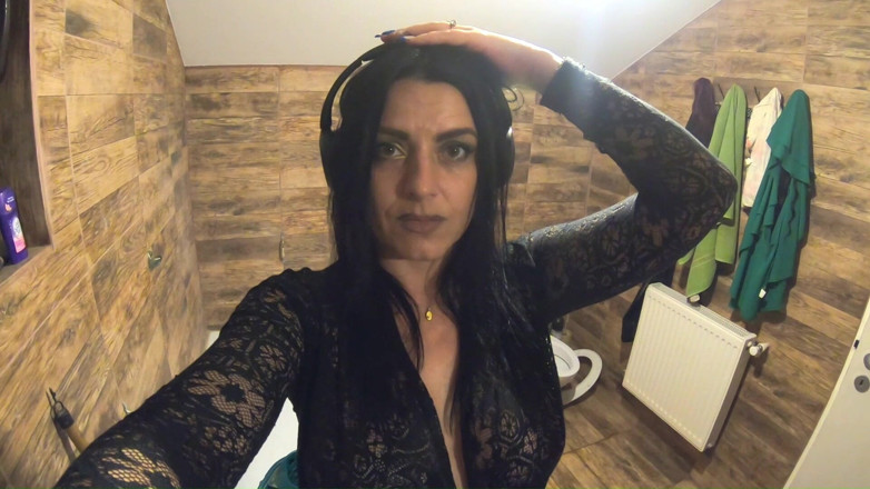MilfyCalla: Bathroom Toilet Fetish. Lace Robe Dirty Talk and Shiny Dress...