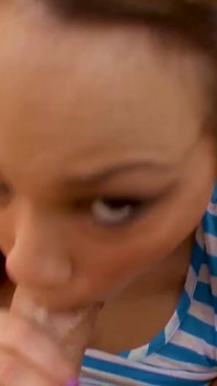 Haley Sweet Pigtails Cutie Big Cock POV Blowjob and Cum Facial