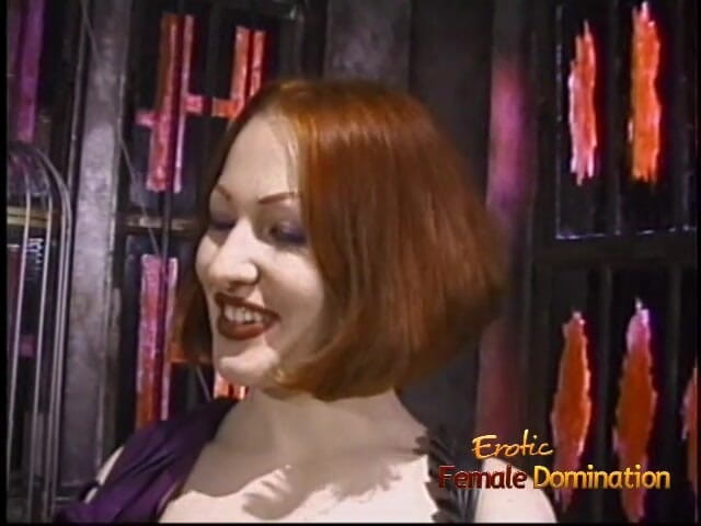 Erotic Female Domination: Redhead dominas whipping tied up dude