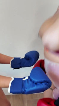 4K Female Boxing Fighter Tits Bouncing Punching Each Other