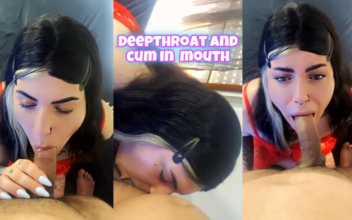 EmmaInkTrans: Blowjob Queen Does Deepthroat and Receives Milk in Her Mouth