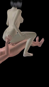 Одушевленное 3D порно - красивая девушка скачет на хуе азиатского мужчины в киске и заднице