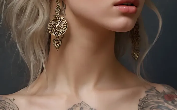 AI Girls: Artistic Nude of a Beautiful Young Woman with Living Tattoos...
