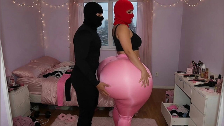 Animate golden: Chica de gran culo en leggings rosas apretados es presionada...