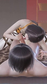 Shingeki no Kyojin Hentai - Mikasa Handjob và liếm một con cặc