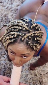 Two Doms with Strap-ons Spit Roast Cock Hungry Ebony Slut