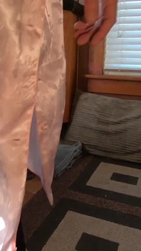 Daphne Tease Purple Leggings and Satin Top Shows Her Bum
