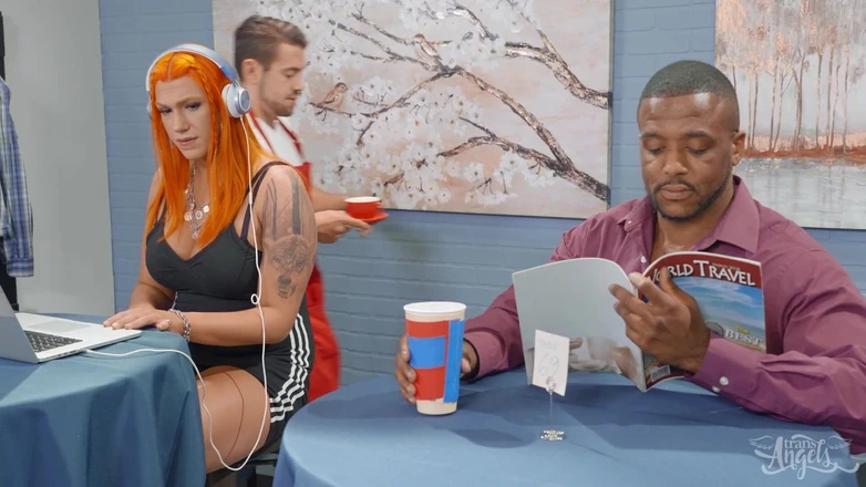 Trans Angels: Наполнили сливками в кафе Cherie DeVille, Dante Colle, Aspen Brooks