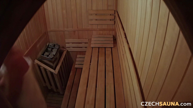 Czech Sauna: Czech Sauna 3 Hairy Busty Brunette Rubbing Herself Hard