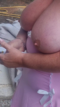 Me Walking Through the Olive Groves in Spain. I Pull My Tits Completely Out of the Sheer Pink Babydoll