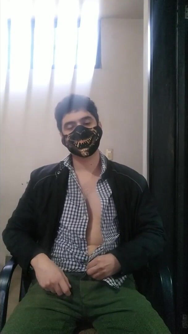 Tabasco Jake: Guy with Gremlin Mask Plays with His Huge Long Dick