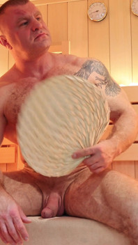 Sweaty Muscle Stud Sauna Solo: Relaxed Jerk off & Hairy Body Worship