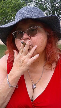 Nurse Vicki Smoking in the Park on a Bench All Dressed up