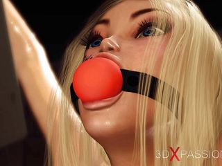3dxpassion: Сексуальну молоду блондинку в наручниках жорстко трахає хардкорна м&#039;язиста жінка зі страпоном